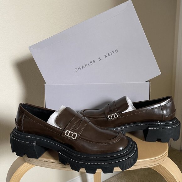 Charles & Keith Perline Chunky Penny Loafers (US 7) - Picture 1 of 9